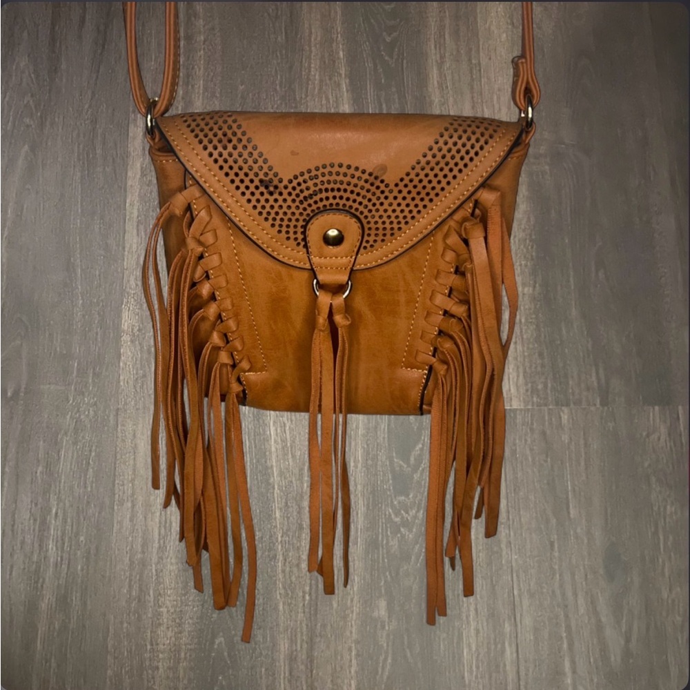 Mellow World Brown Fringe Crossbody Bag Boho Festival